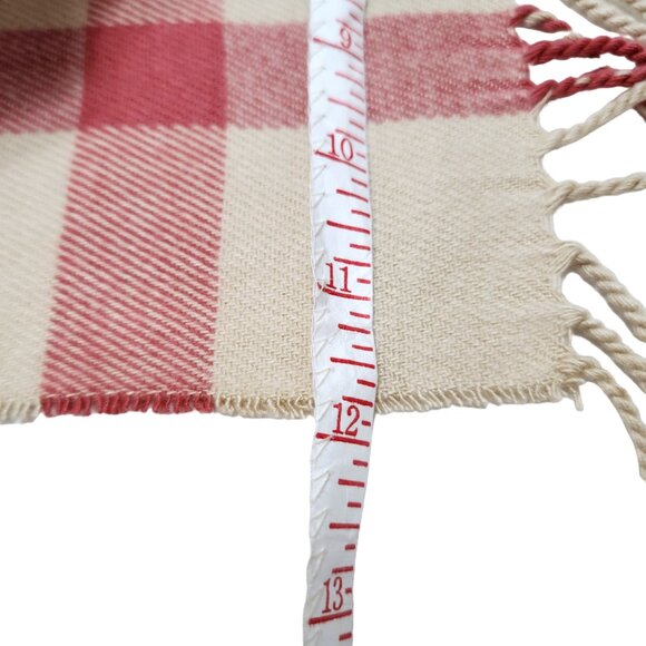 NEW D&Y Softer Than Cashmere Beige & Burgundy Plaid with Fringe Scarf - Picture 7 of 9